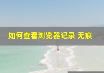 如何查看浏览器记录 无痕